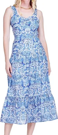 Jade Yoga Bodice Tiered Sundress In Indigarden