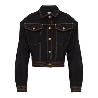 Versace Dames, Jassen, Zwart, Maat: S Denim