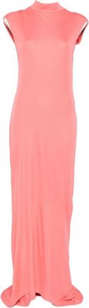 Tom Ford Coral Solid Mock Collar Maxi Dress