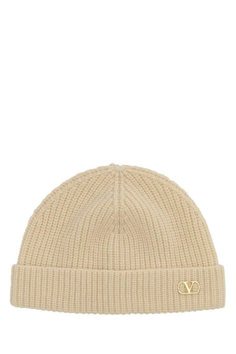 【VALENTINO】logo-embroidered ribbed virgin wool beanie Valentino Garavani 