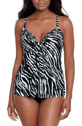 Miraclesuit Tiger Sombre Marina Tankini Top in Black/White at Nordstrom Rack, Size 10