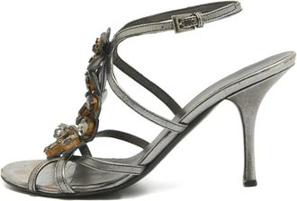 Prada Sandali in pelle con strass - Grigio