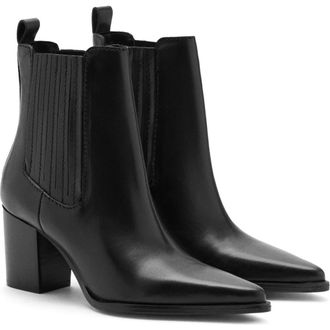 Mango Pointed Toe Block Heel Ankle Bootie in Black at Nordstrom, Size 6Us