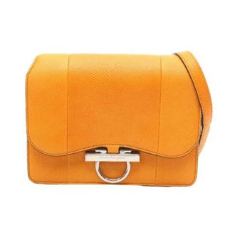 Ferragamo Pre-owned Gancini Leren Schoudertas - Dames - Pre-owned - Oranje - Maat: ONE Size Leer
