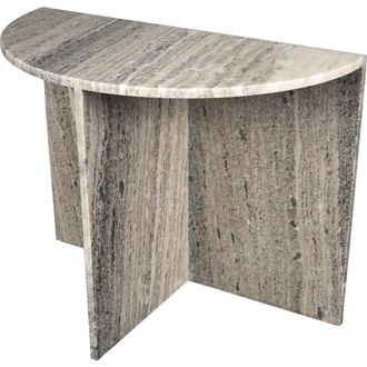 Jonathan Y Designs Patrice 20 Art Deco Minimalist Natural Marble Handmade Demilune Side Table in Gray/beige at Nordstrom