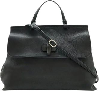 Gucci Pre-owned Handbags, female, Black, Size: ONE SIZE Pre-owned Bamboo Daily Leather 2way Bag
