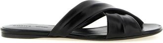 Khaite Liria Flat Sandal - Dames - Slippers - Zwart - 41 EU - Leer - Schoenen