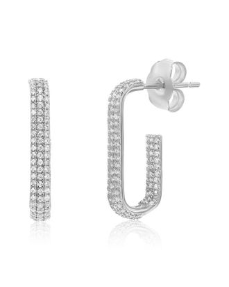 Suzy Levian Suzy Levian Silver Cz Hoop Earrings