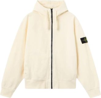 Stone Island Katoenen Hoodie met Rits - Heren - Vesten met rits - Wit - M - Katoen - Hoodies & sweatvesten