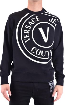 Versace Jeans Couture Zwarte katoenen sweatshirt - Heren - Sweatshirts - Zwart - 2XL - Katoen - Hoodies & sweatvesten