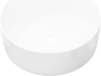 vidaXL Lavabo redondo de cerámica blanco 40x15 cm Vidaxl