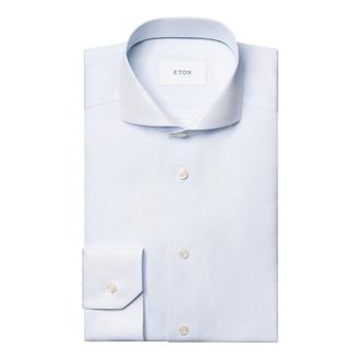 Eton Slim Fit Semi Solid Signature Twill Shirt - Heren - Zakelijke Overhemden - Blauw - S - Katoen - Overhemden