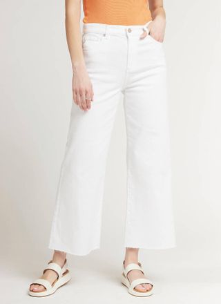 AG - Adriano Goldschmied Saige Wide Leg Crop Jean In Modern White
