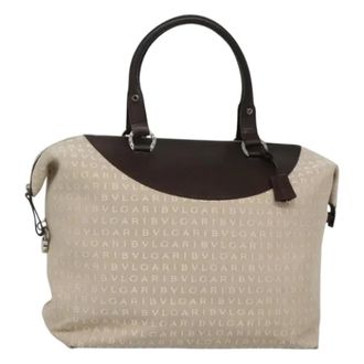 Bulgari Tweedehands Canvas handtassen - Dames - Pre-owned - Beige - Maat: ONE Size Leer