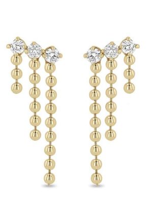 Zo&euml; Chicco Diamond Beaded Waterfall Drop Earrings in 14K Yellow Gold at Nordstrom