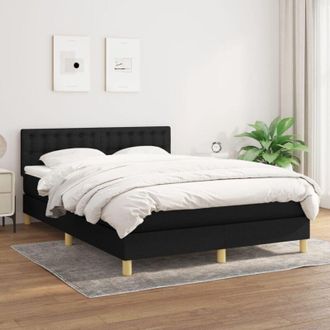 vidaXL Cama Box Spring Con Colch&oacute;n Tela Negro 140x200 Cm Vidaxl