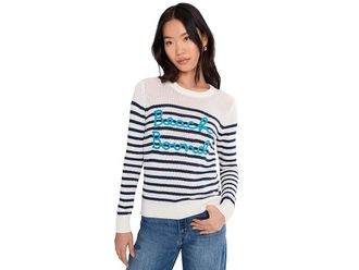 Lilly Pulitzer Kelsa Sweater Womens Sweater Coconut Beach Bound Embroidery : XXS, Cotton