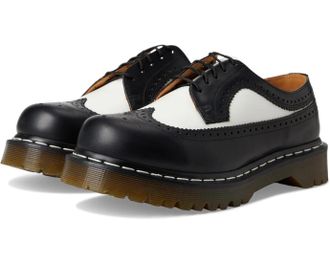Dr. Martens 3989 Brogue Boots Mens Black White Leather Wingtip Shoes VER1522