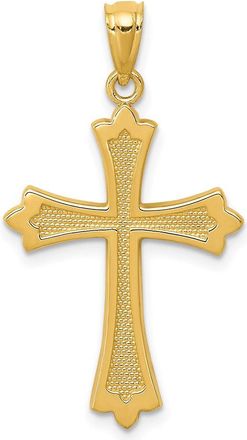Diamond2Deal 14k Yellow Gold Budded Cross Pendant