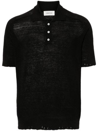 ATOMOFACTORY Gebreid poloshirt met gerafeld effect - Zwart