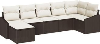 vidaXL Garden Sofa Set 7 pcs Brown Poly rattan Vidaxl