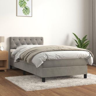 vidaXL Cama Box Spring Con Colch&oacute;n Terciopelo Gris Claro 80x200 Cm Vidaxl