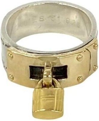 Herm&egrave;s Gold Silver Yellow Gold (18K) Silver 925 Band Ring (Pre-Owned)