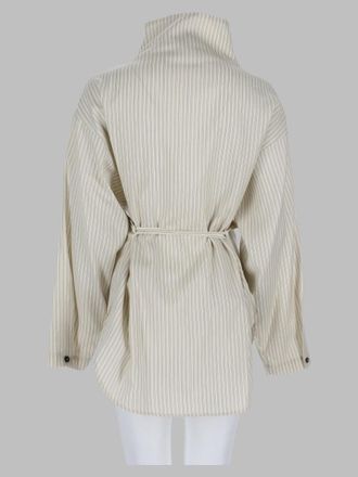 Alysi Wool-Silk High Neck Shirt - White