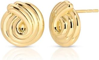 EF Collection Swirl Stud Earrings in 14K Yellow Gold at Nordstrom