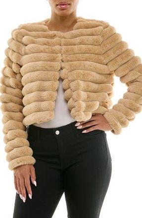 Nina Leonard Faux Fur Long Sleeve Bolero in Toffee at Nordstrom Rack, Size X-Large