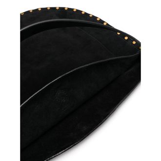 Isabel Marant Gold-Studded Calf Suede Shoulder Bag - Black
