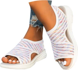 Generic Sandals for Women Orthopedic, Sandals with Arch Support Summer Slip on Ladies Wedge Slingback Walking Slip on Platform Shoes Casual Beach Slingback Co