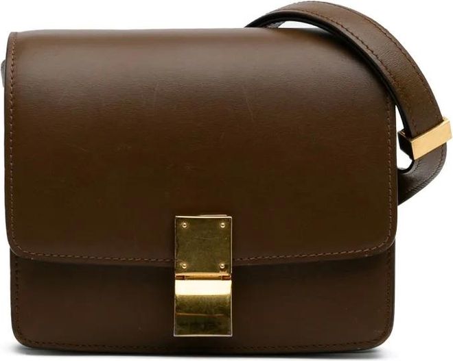 Borsa a tracolla Classic Box piccola in pelle di vitello 2017 - Marrone