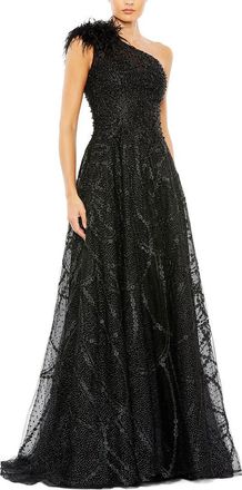 Mac Duggal Embellished One Shoulder A Line Gown