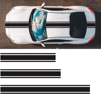 No Brand Pegatina De Rayas De Carreras Para Cap&oacute; De Coche - Pegatina De Vinilo Impermeable Para Maletero - Paquete De 3 Pegatinas Decorativas Con Dise&ntilde;o De Ray
