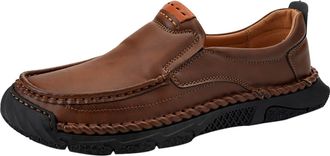 Generic Mens Slip-On Leather Loafers Low Cut Flat Moccasins Winter Autumn Casual Shoes Easy Wear Sneakers Non-Slip Work Shoe Business Daily Walking Shoewear (