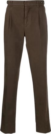 PESERICO Katoenen broek met tailleband - Heren - Straight fit broeken - Bruin - S - Katoen - Broeken