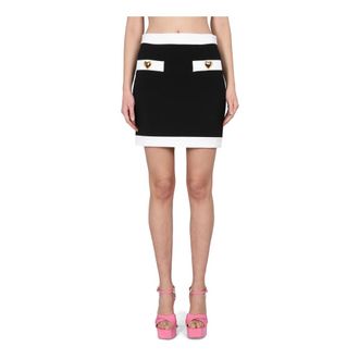 Moschino Heart Button Skirt - female - Moschino - Short Skirts - Black - M - Skirts