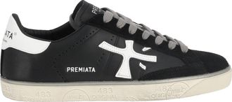 Premiata Black Steven Textured Rubber Sole Low-Top Sneakers