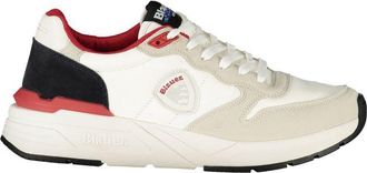 Blauer Witte Polyurethaan Heren Sneaker