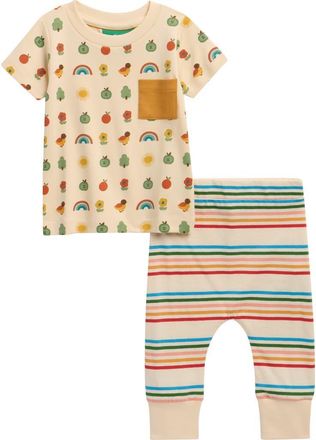 Little Green Radicals Kids Rainbow T-Shirt & Pants Set in Yellow Multi at Nordstrom, Size 12-18M