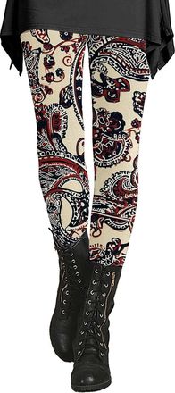 Generic High Waisted Leggings for Women, Cashew Flowers Pattern Gym Yoga Pants, Stretchy Soft Exercise Wear Patterned Stretch Pants, Colourful Comfortable Act