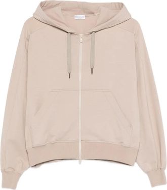 Brunello Cucinelli zip hoodie - women - Cotton/Lycra - S - Neutrals