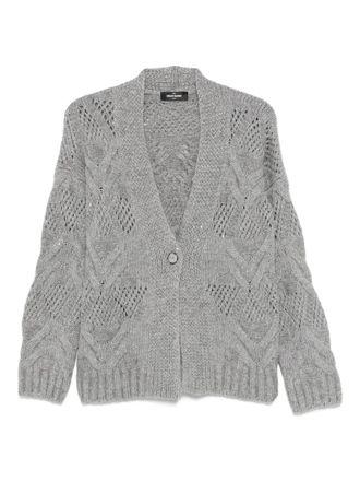 Gran Sasso openwork button-up cardigan - women - Alpaca/Wool/Cashmere/Polyamide/Metallised Fibres - 46 - Grey