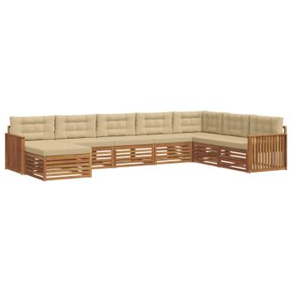 vidaXL Conjunto De Sof&aacute;s De Exterior Con Coj&iacute;n 8 Pcs Natural Y Beige Vidaxl