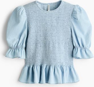 H&M Gesmokte Jeansbluse - Blue
