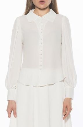 Alexia Admor Rah Covered Button-Down Top in Ivory at Nordstrom Rack, Size 10