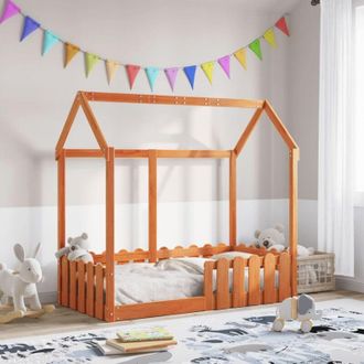 vidaXL Vidaxl - Cama Con Forma De Casa De Ni&ntilde;os Madera Maciza Marr&oacute;n 70x140 Cm