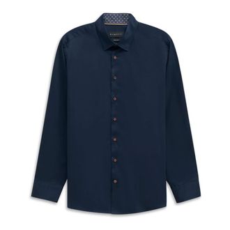 Bugatti Overhemden, Heren, Blauw, XL, Katoen, Katoenen overhemd met accenten