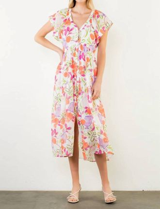 THML Clothing Short Sleeve Floral Patterned Dress In Multi